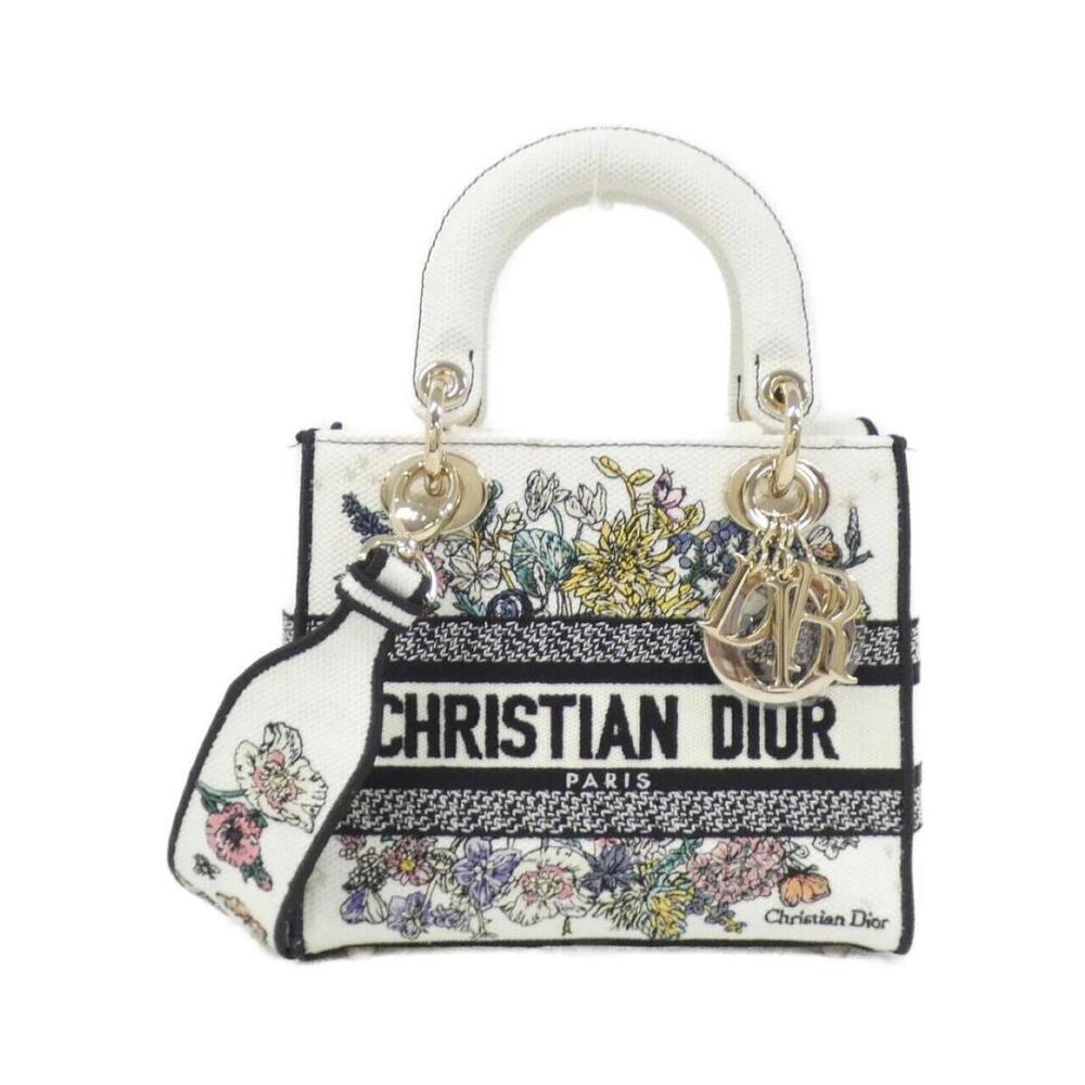 Christian Dior Lady Lite bag multicolor Floral Flower embroidery White